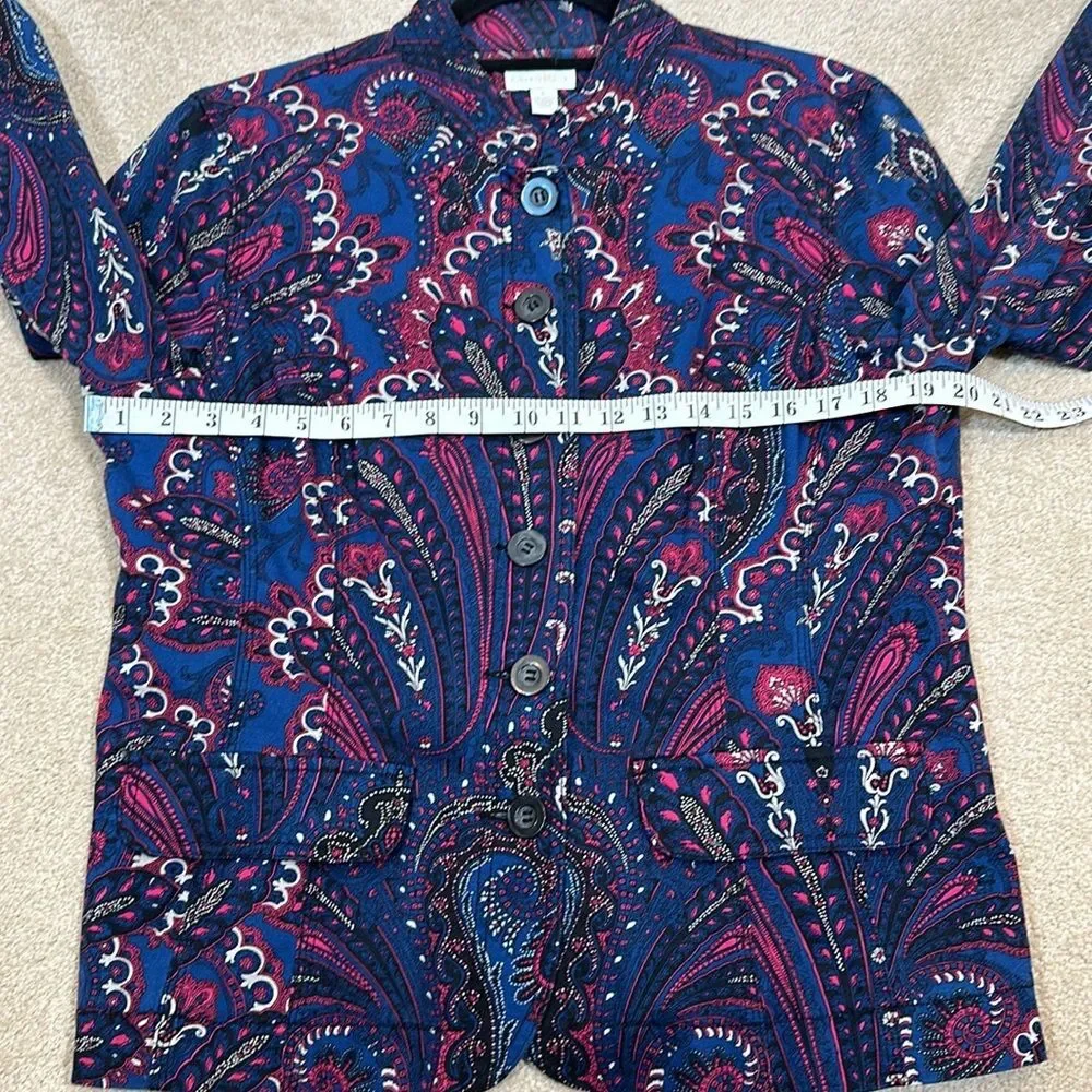 Charter Club Multicolor Paisley Print Jacket Art to Wear Stretch Women Large